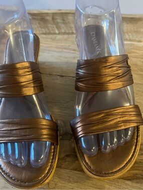 Metallic Bronze Ruched Slide Sandals for Women